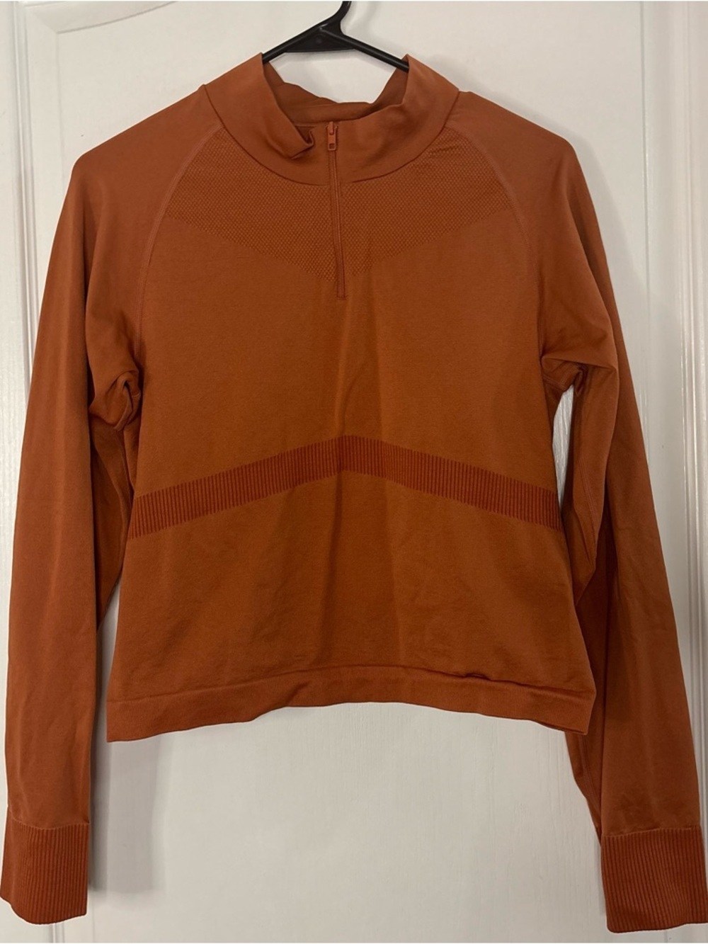 PINK Victoria's Secret Rust Orange Long Sleeve Half-Zip Top